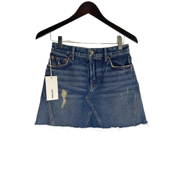NWT GRLFRND Eva A-Frame Gusset Denim Skirt-sz 25 - Picture 4 of 9